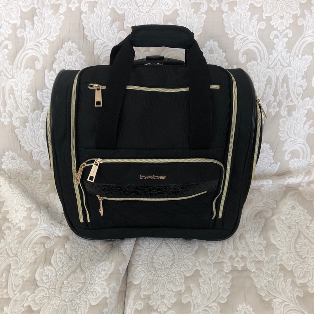 bebe - Leena - Wheeled Carry On Luggage, Black with Gold